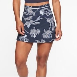 Athleta navy floral sonic athletic mini skirt skort size XLT